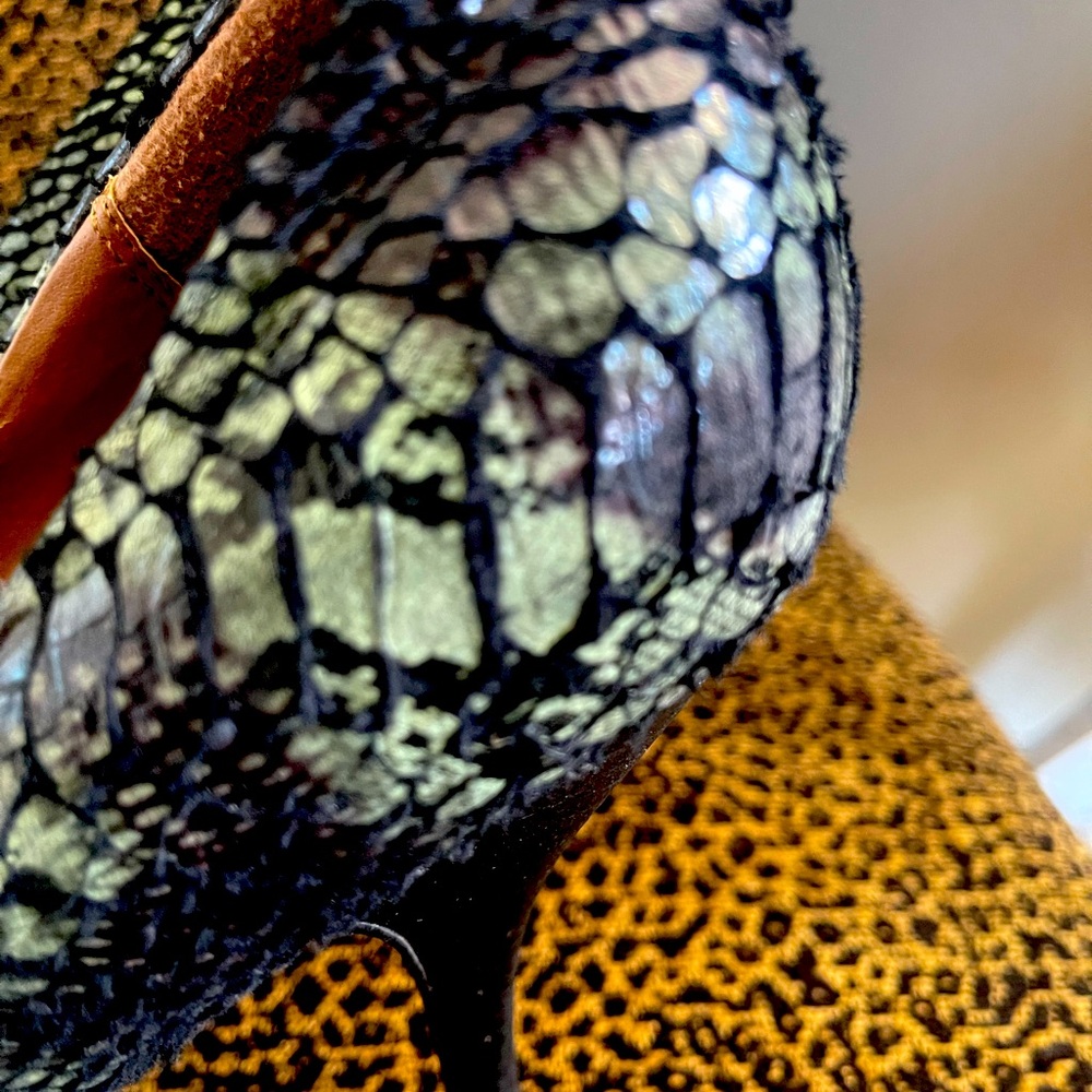 Gorgeous Green And Black Python Platform Heels - image 3